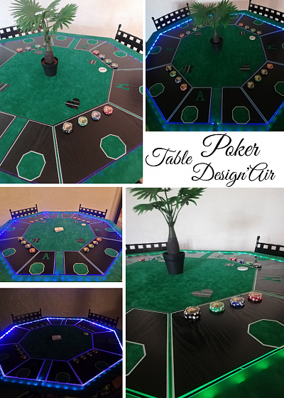 Table de Poker lumineuse naturelle design unique par Design'Air