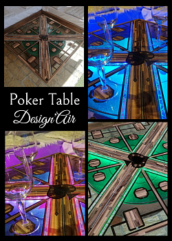 Table de Poker lumineuse naturelle design unique par Design'Air