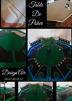 Table de Poker lumineuse naturelle design unique par Design'Air