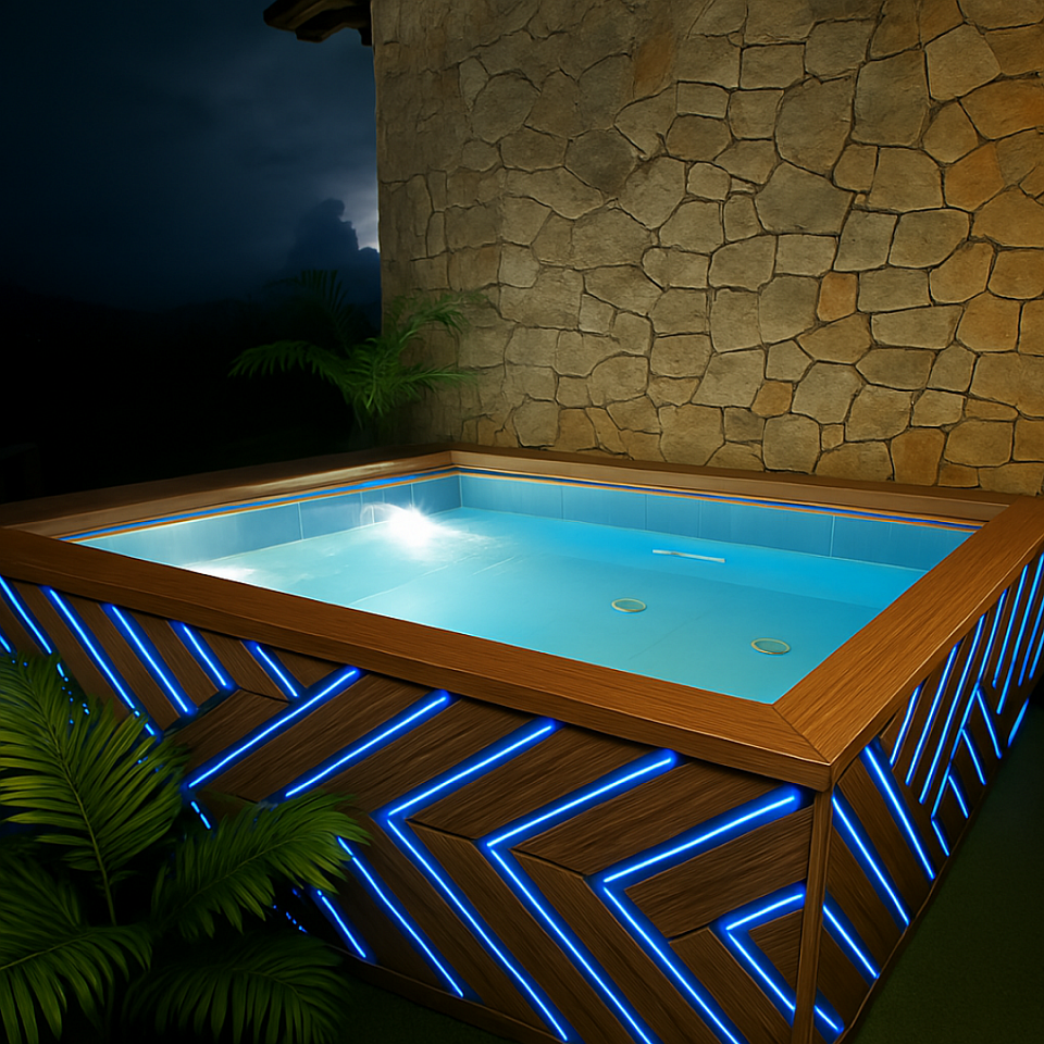 Piscine : Revêtement  bois lumineux naturel design unique par Design'Air
