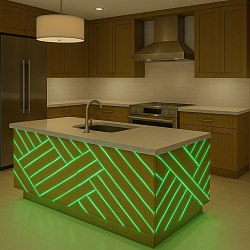Îlot central sur-mesure bois lumineux naturel design unique par Design'Air
