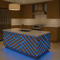 Îlot central sur-mesure bois lumineux naturel design unique par Design'Air