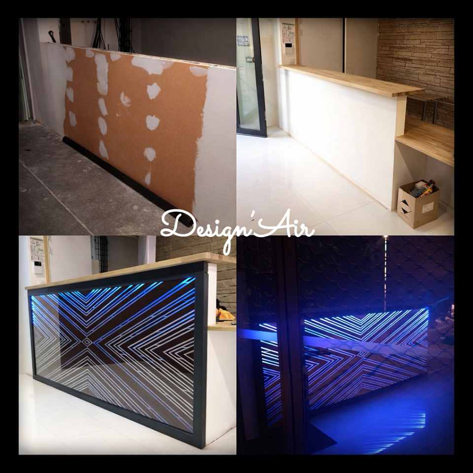 Banque d'accueil lumineuse design naturelle unique par Design'Air