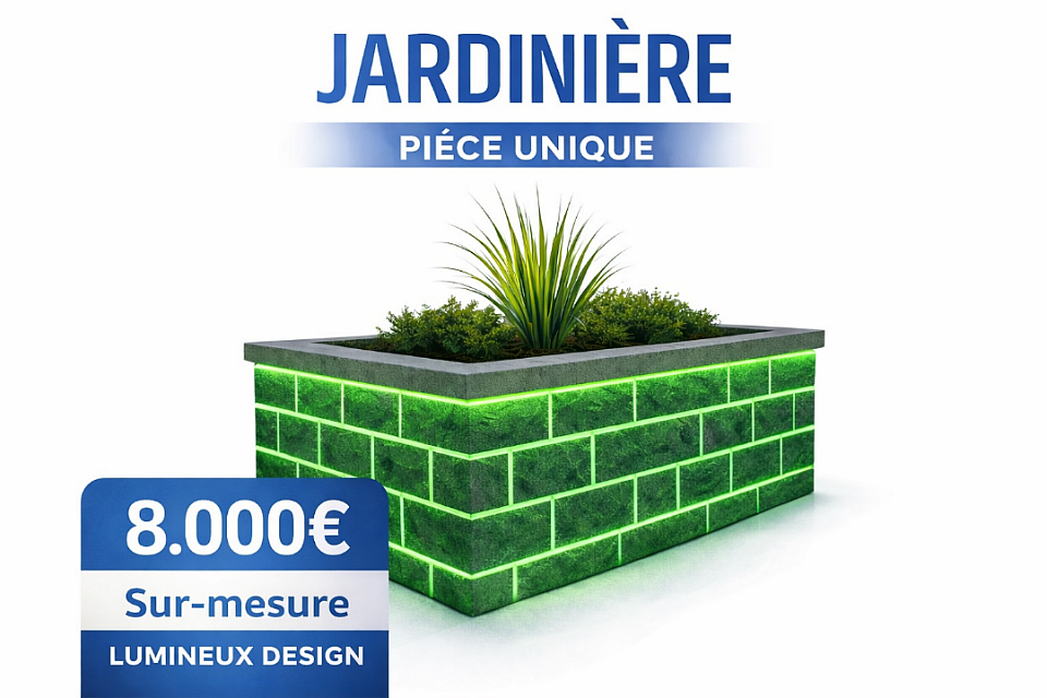 Jardinière Lumen Stone lumineuse naturelle design unique par Design'Air