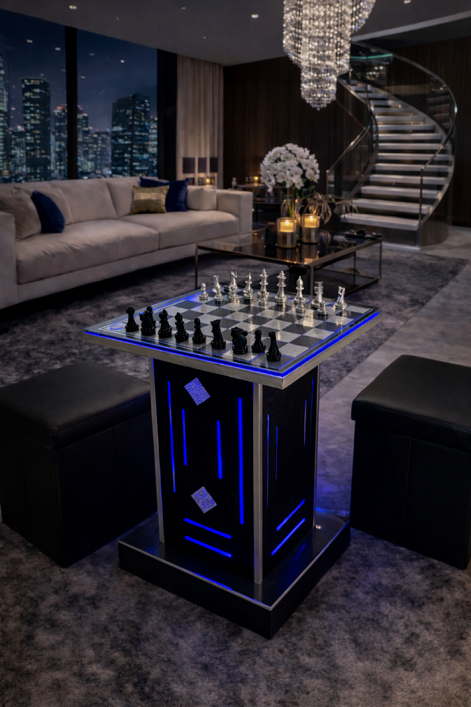 Table d'échecs lumineuse et design unique par Design'Air