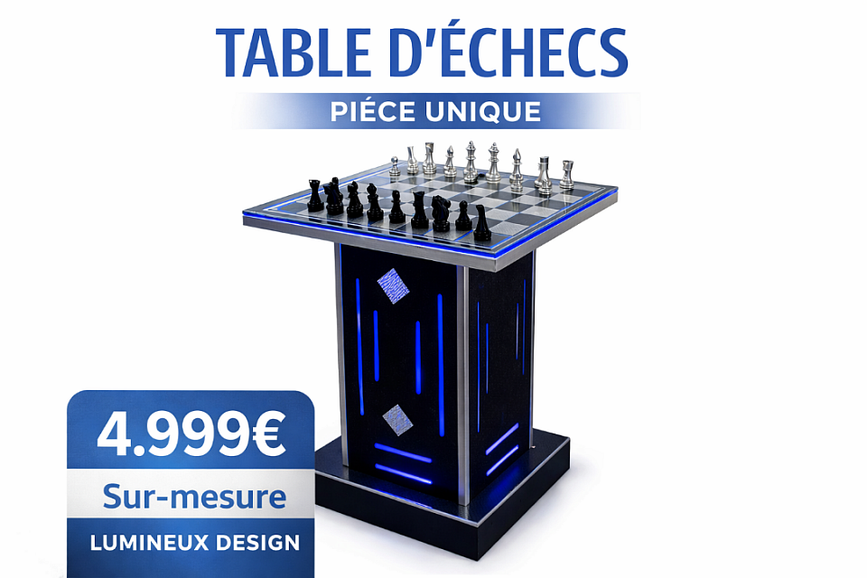 Table d'échecs lumineuse et design unique par Design'Air 4999€
