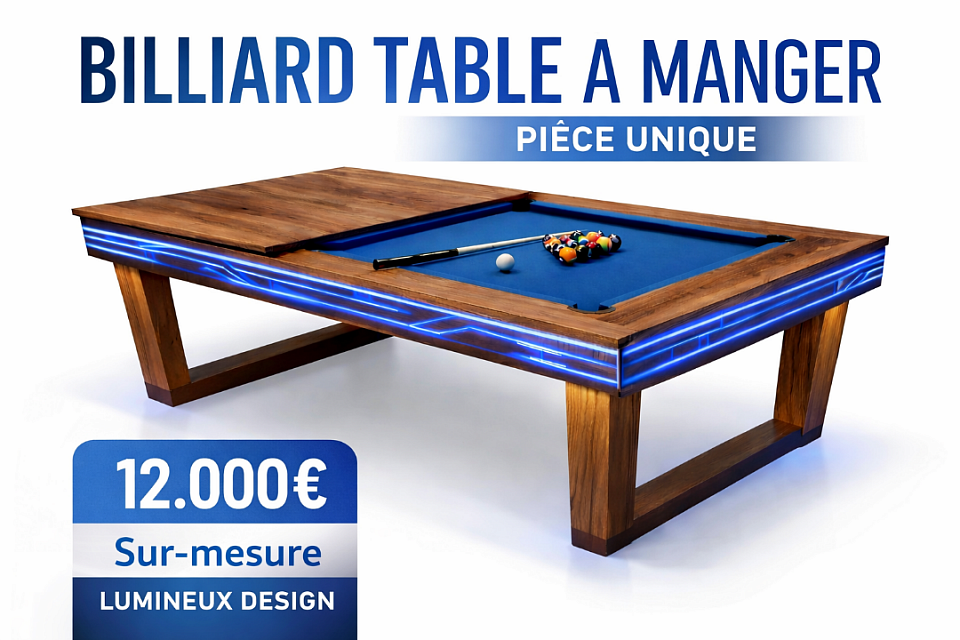 Billiard table lumineuse naturelle design unique par Design'Air
